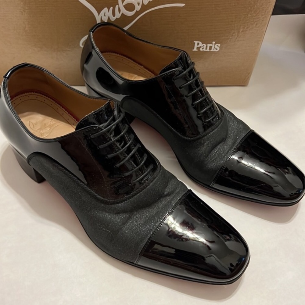 Christian Louboutin blue black lace up loafer Size 39.5